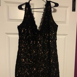 Women’s Nude and Black Lace Cocktail Dress